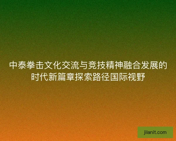 中泰拳击文化交流与竞技精神融合发展的时代新篇章探索路径国际视野